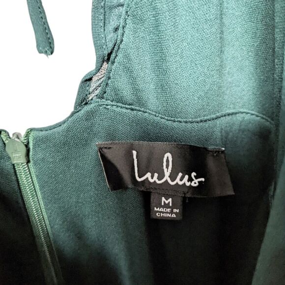 NWT LULUS Pour the Champagne Emerald Green Ruffled Backless Maxi Dress - Picture 6 of 10